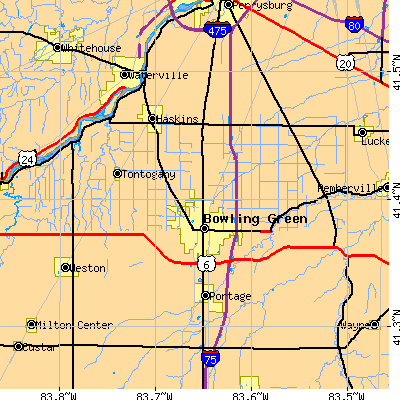 Zip code 43402 close-up map
