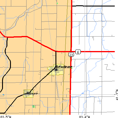 Zip code 43406 close-up map