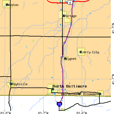 Zip code 43413 close-up map