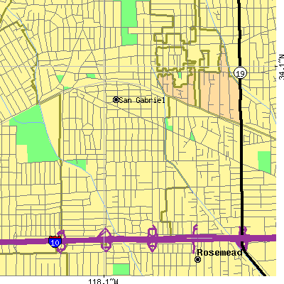 Zip code 91776 close-up map