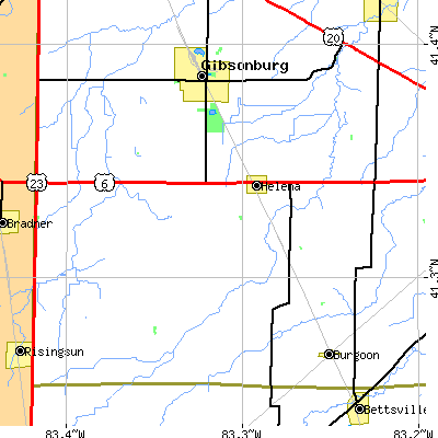 Zip code 43435 close-up map