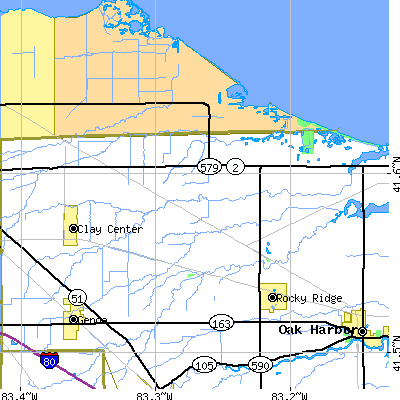 Zip code 43445 close-up map
