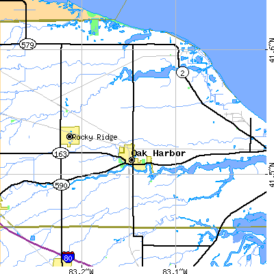 Zip code 43449 close-up map