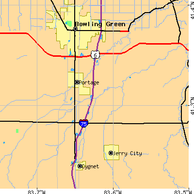 Zip code 43451 close-up map