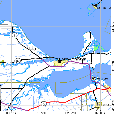 Zip code 43452 close-up map