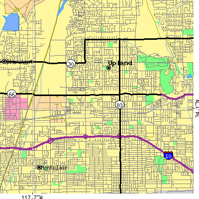 Zip code 91786 close-up map