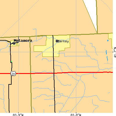 Zip code 43504 close-up map