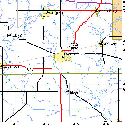 Zip code 43506 close-up map