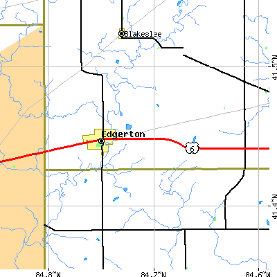 Zip code 43517 close-up map