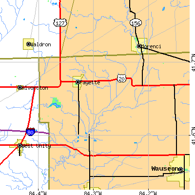 Zip code 43521 close-up map