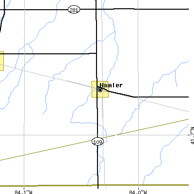 Zip code 43524 close-up map