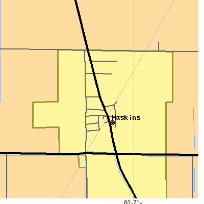 Zip code 43525 close-up map
