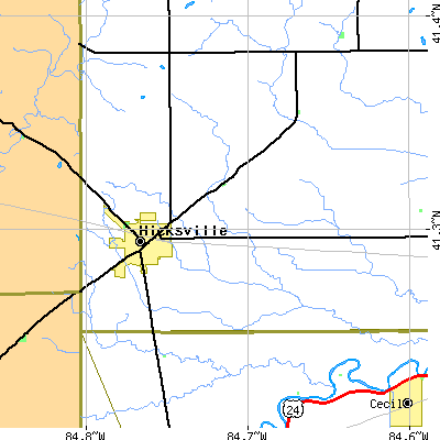 Zip code 43526 close-up map