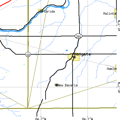 Zip code 43527 close-up map
