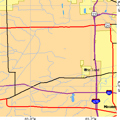 Zip code 43528 close-up map