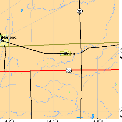 Zip code 43533 close-up map