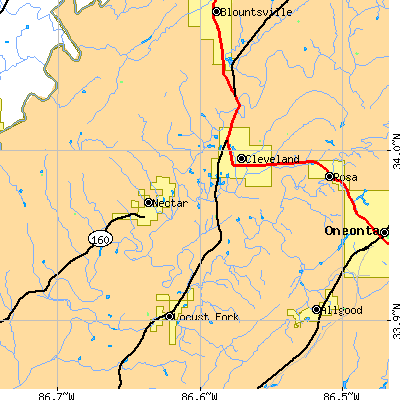 Zip code 35049 close-up map