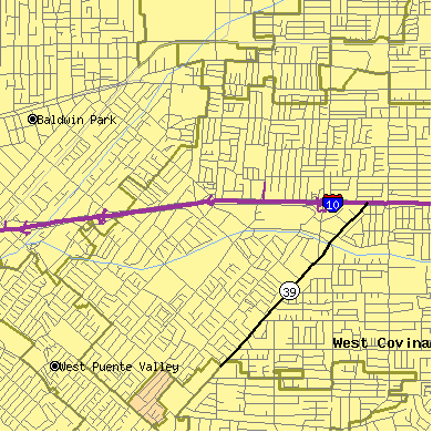 Zip code 91790 close-up map