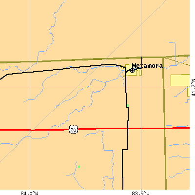 Zip code 43540 close-up map