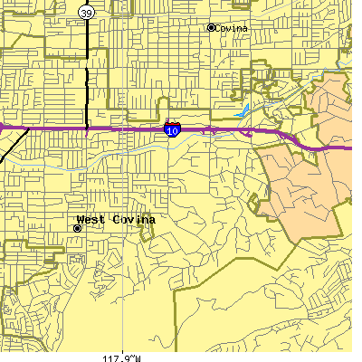 Zip code 91791 close-up map