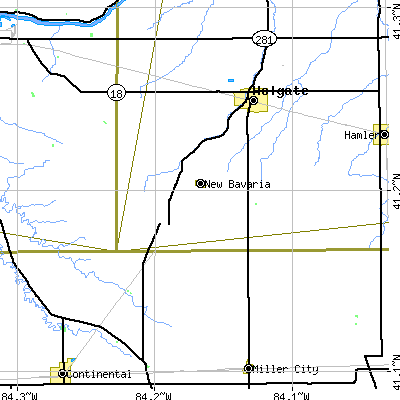 Zip code 43548 close-up map