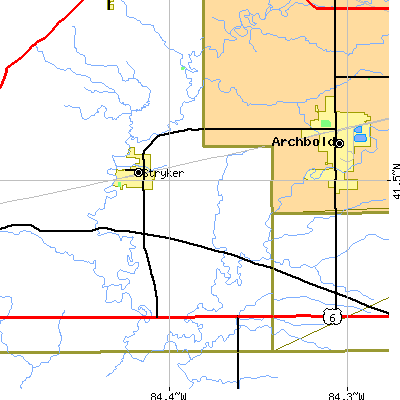 Zip code 43557 close-up map