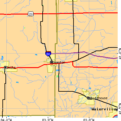 Zip code 43558 close-up map