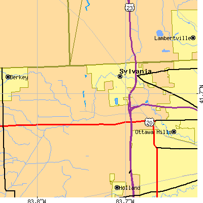 Zip code 43560 close-up map