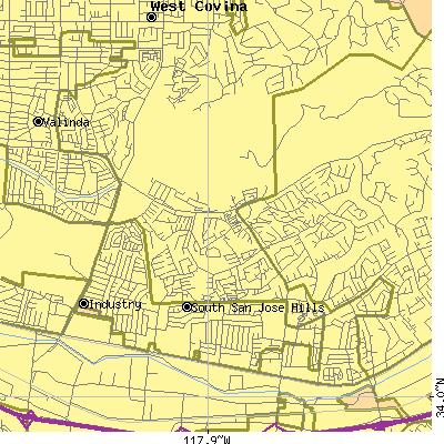 Zip code 91792 close-up map