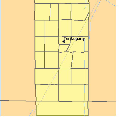 Zip code 43565 close-up map
