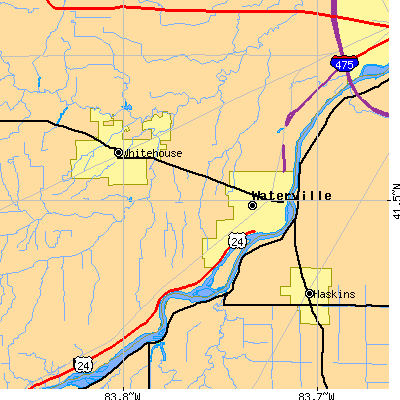 Zip code 43566 close-up map