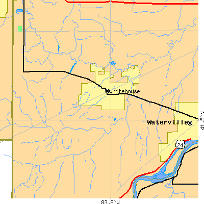Zip code 43571 close-up map