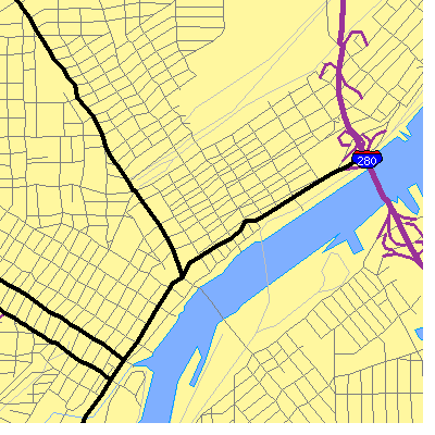 Zip code 43604 close-up map