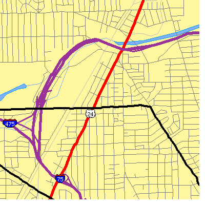 Zip code 43610 close-up map