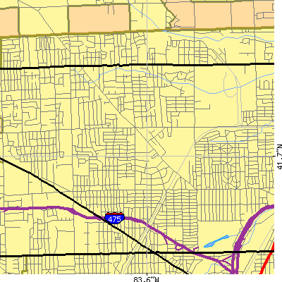 Zip code 43613 close-up map