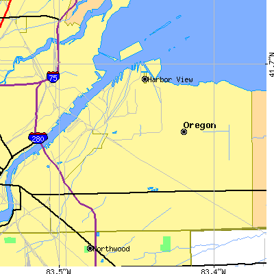 Zip code 43616 close-up map