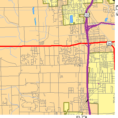 Zip code 43617 close-up map