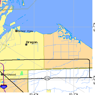 Zip code 43618 close-up map