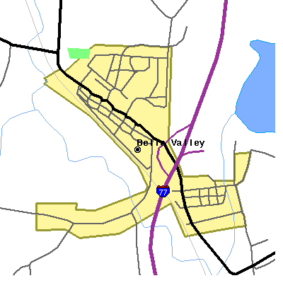 Zip code 43717 close-up map