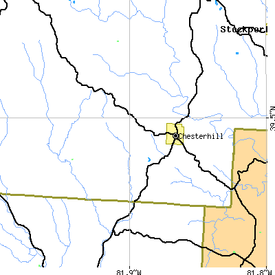 Zip code 43728 close-up map