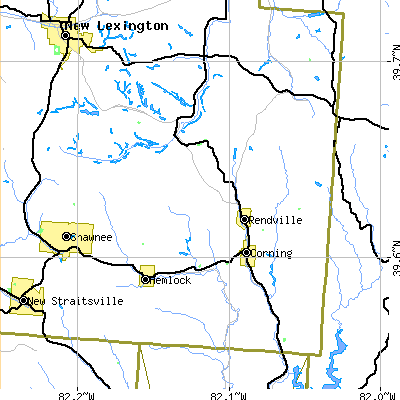 Zip code 43730 close-up map