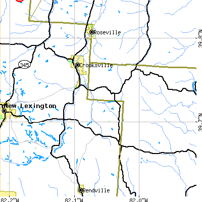Zip code 43731 close-up map