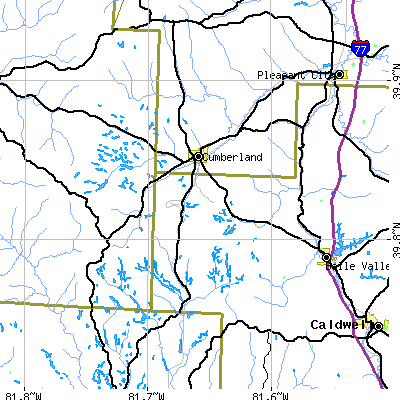 Zip code 43732 close-up map