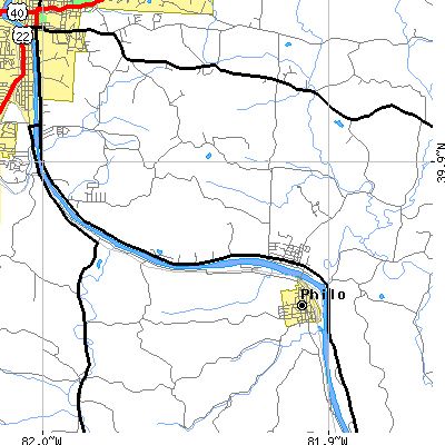 Zip code 43734 close-up map
