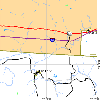 Zip code 43739 close-up map