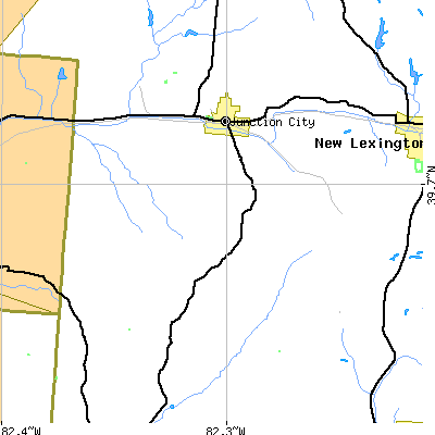 Zip code 43748 close-up map