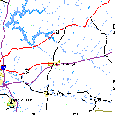 Zip code 43755 close-up map