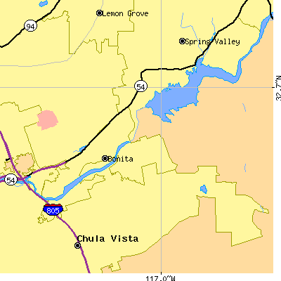 Zip code 91902 close-up map