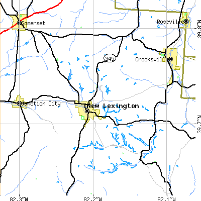 Zip code 43764 close-up map