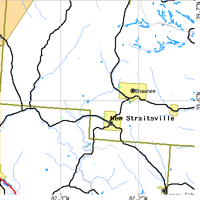 Zip code 43766 close-up map
